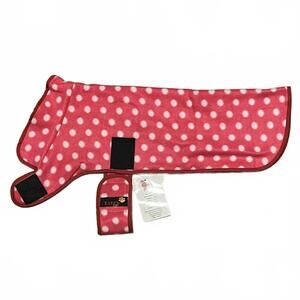 Ritzy Paw Fleece Dog Coat Size Large Chic Pink Polka Dot 20-22" (Neck To Tail)